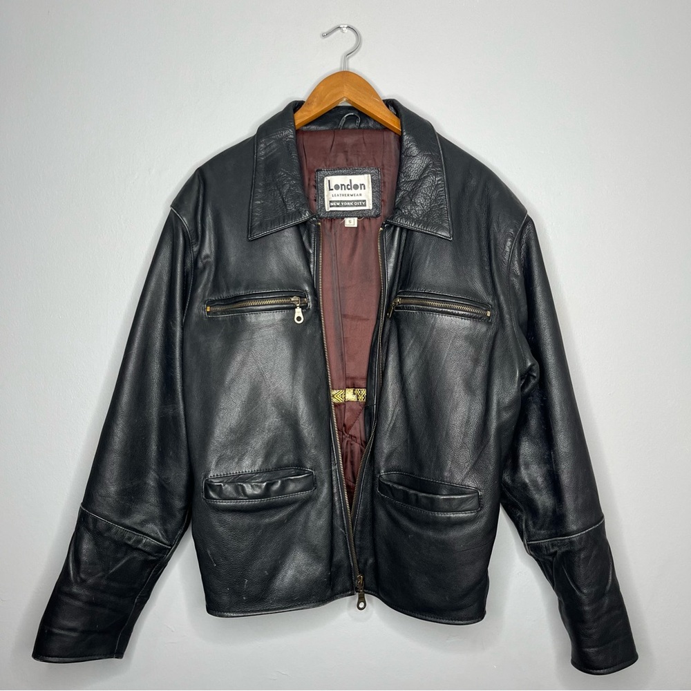 Vintage London Leatherwear New York City Black Genuine Leather Jacket